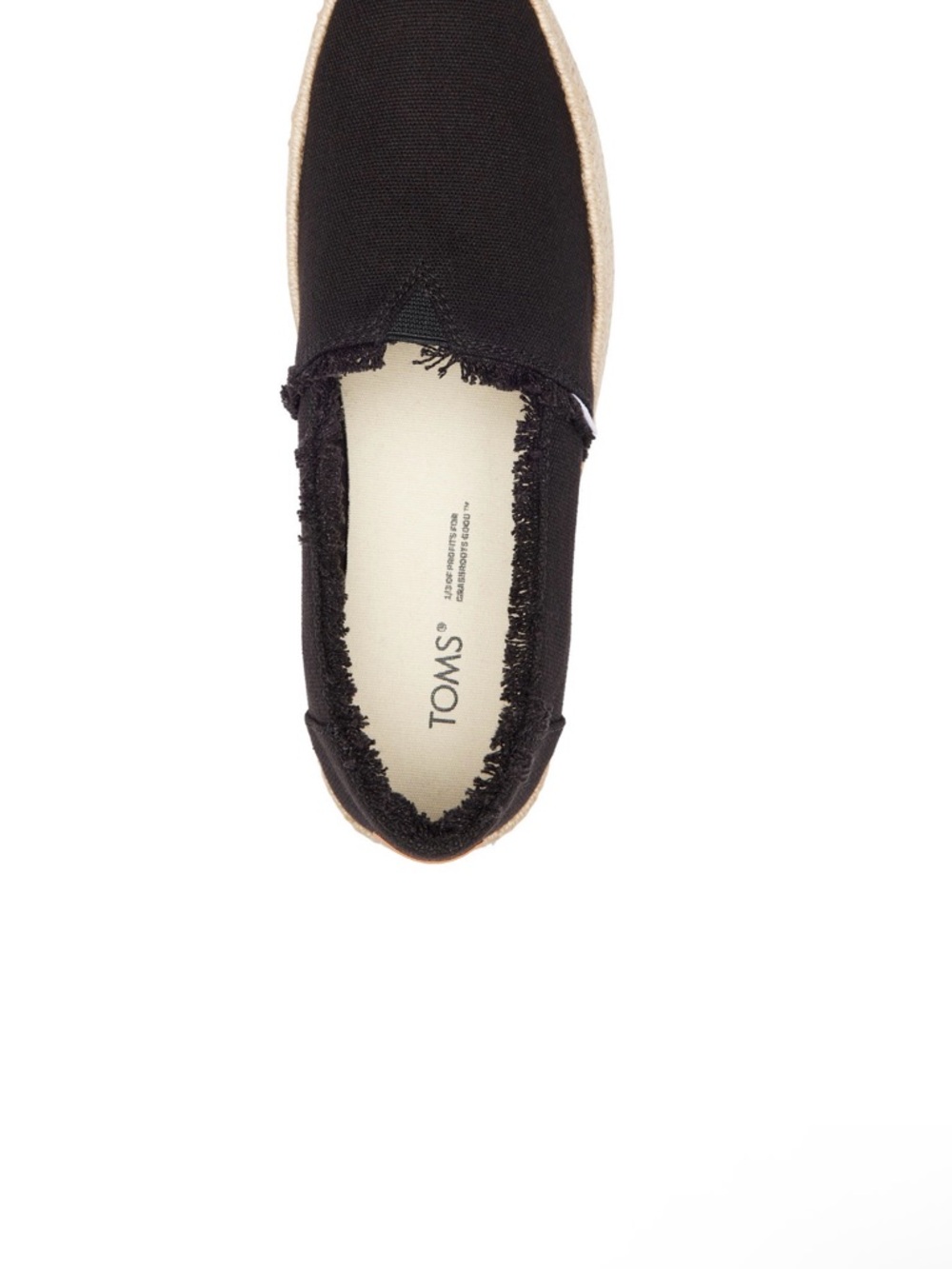 Toms Black Frayed Canvas Slip-Ons